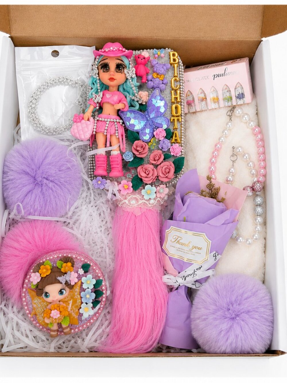 Bichota-Inspired Glam Gift Set | Handmade Doll Hair Brush